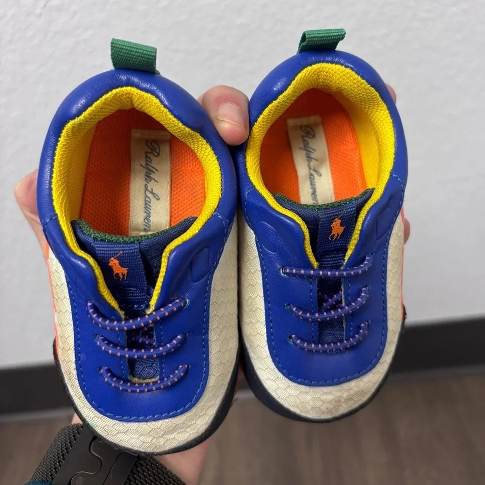 Ralph Lauren Kids Sz 4 Sneakers in Blue, Orange, and Yellow, GUC